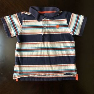 Carter’s Blue, Orange and White Striped Polo Shirt (Size: 3T) 100% Cotton